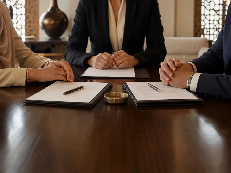 Professional mediation session around a legal agreement