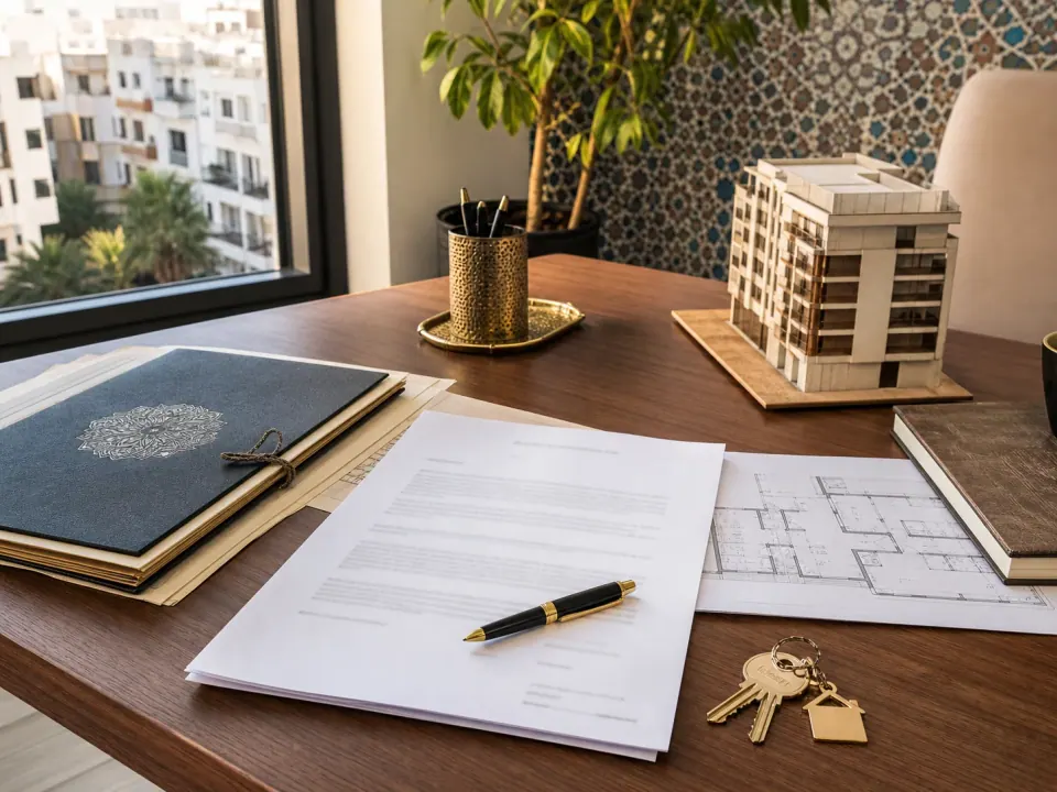 Property contract, keys and architectural plan